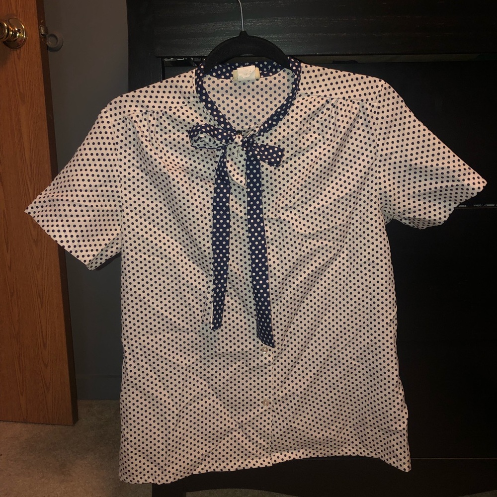 Sears polk a dot button up blouse
